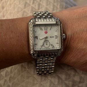 Michele Watch Square Diamond Bezel Authentic